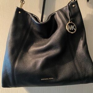 Michael Kors Black Hobo Bag with Silver Accents